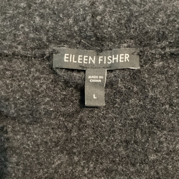Eileen Fisher Felted Merino Wool Open Jacket Dark Gray L - Picture 6 of 7